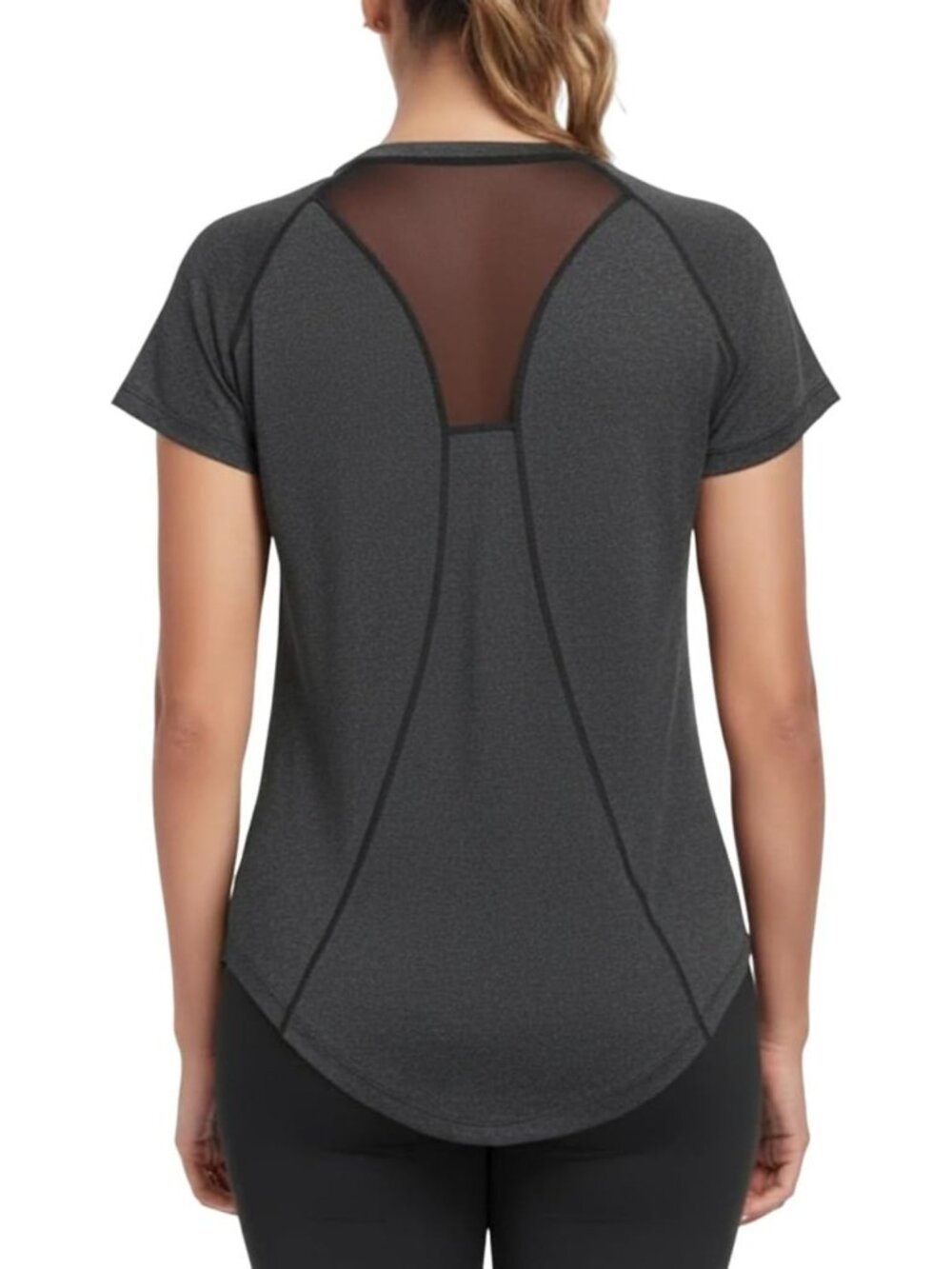 Women's Dri-Fit Mesh Open Back Workout Top - Breathable Athletic Tee